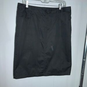 Norma Kamala black cotton blend skirt Sz 12 button zip close pockets stretch